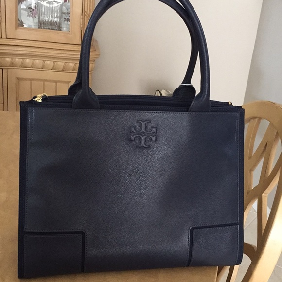 Tory Burch ELLA Leather/Canvas tote, Navy color - Picture 2 of 8